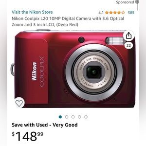 NIKON COOLPIX L24 14.0 MEGAPIXELS 3.6X ZOOM  DIGITAL CAMERA